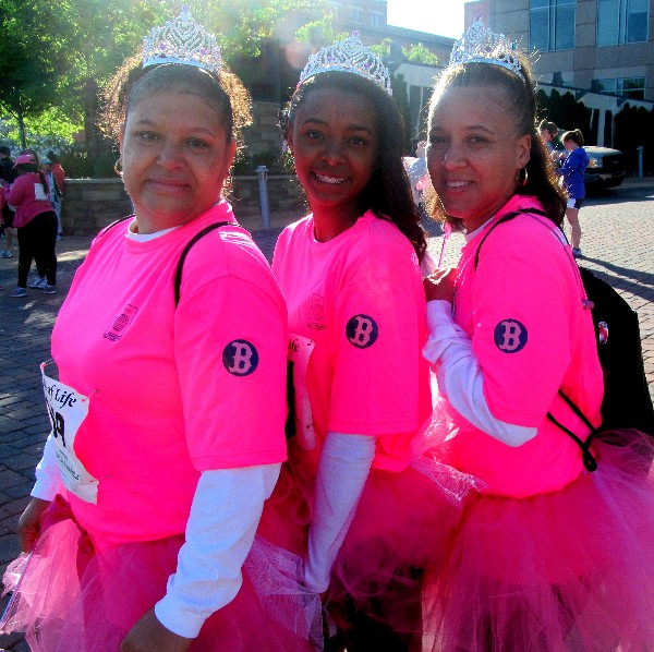 Members of Team YAAC proudly sport head to toe pink during the Walk of Life 5K in April.